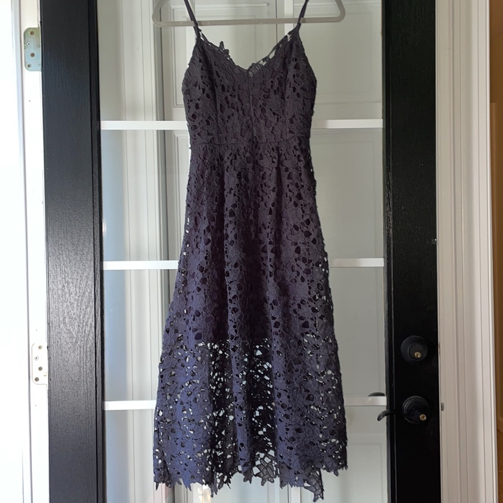 ASTR A line midi dress in navy. Size small.